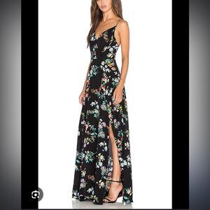 NWT YumiKim Yumi Kim black maxi high slit dress floral XS